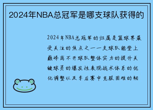 2024年NBA总冠军是哪支球队获得的
